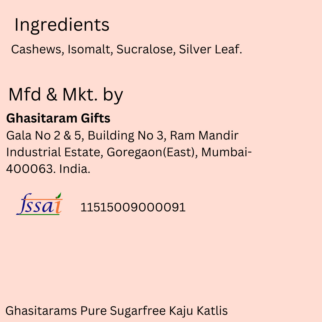 Ghasitarams Sugarfree Kaju Katli