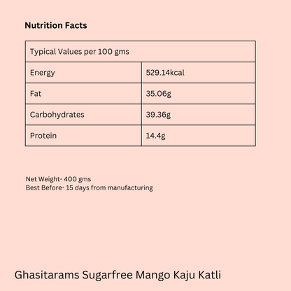 Ghasitarams Sugarfree Mango Kaju Katli